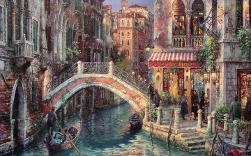 venise Tableau Peinture - Canal de Venise Sur le paysage urbain de pont scènes modernes de ville